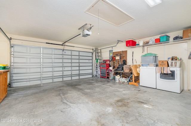 garage with a garage door opener