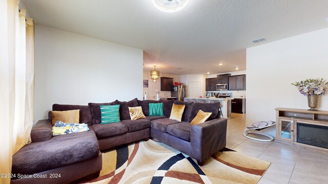 view of tiled living room