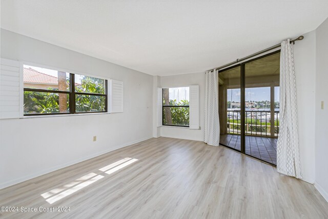 unfurnished room with plenty of natural light and light hardwood / wood-style floors