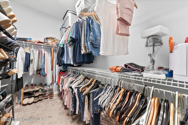 spacious closet with carpet flooring