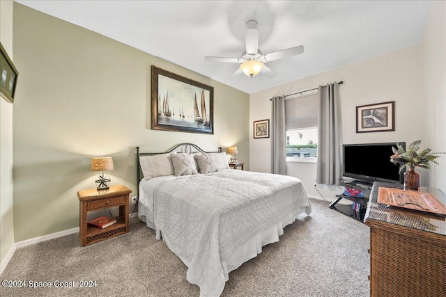 bedroom with carpet and ceiling fan