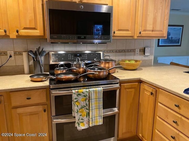 kitchen with stainless steel appliances and backsplash