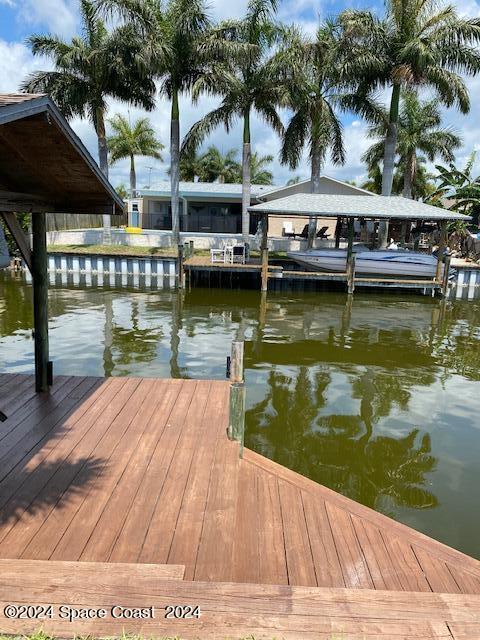 view of dock featuring a water view