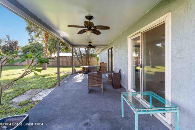 view of patio with ceiling fan