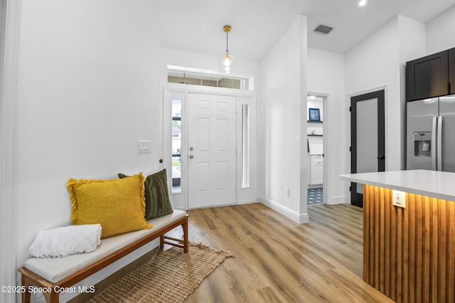 entrance foyer with light wood-type flooring