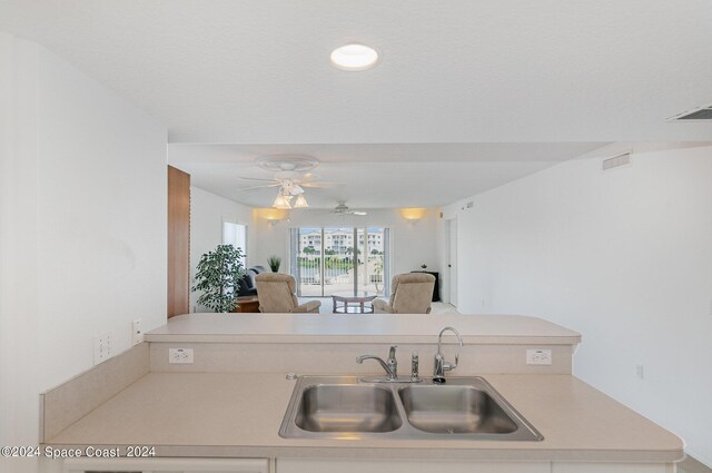 kitchen with sink and ceiling fan