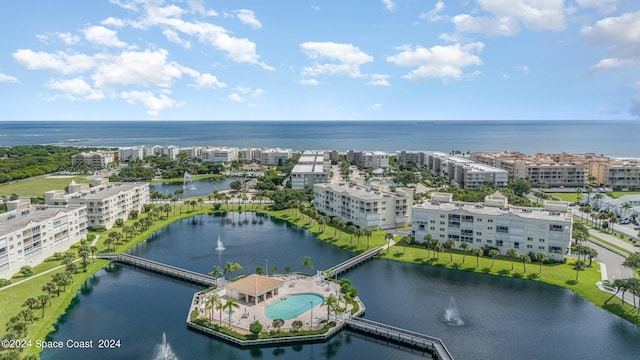 8931 Lake Dr Unit 401, Cape Canaveral, FL 32920 - drone / aerial view with a water view and a city view