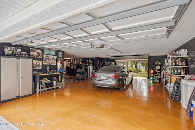 garage with a garage door opener