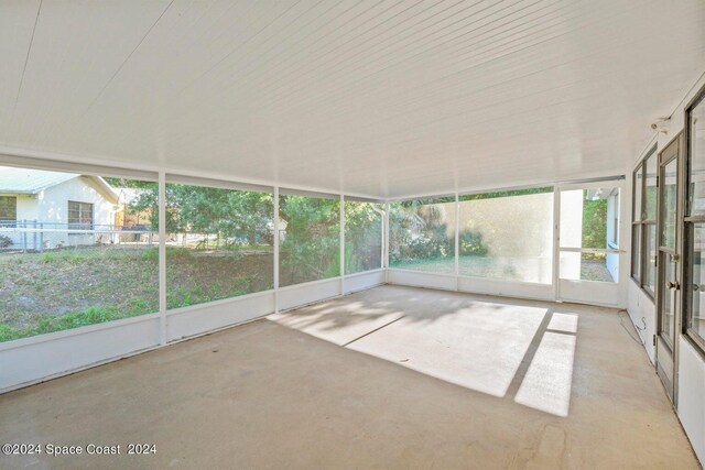 view of unfurnished sunroom