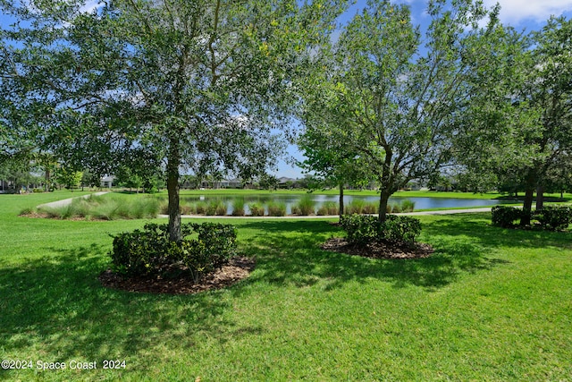 view of yard featuring a water view