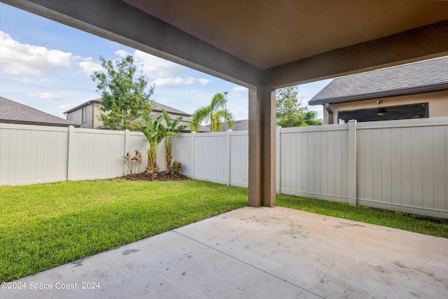 view of yard with a patio area