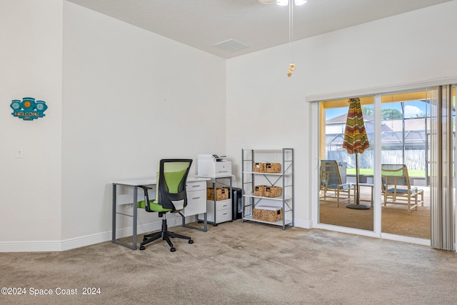 office space with light carpet