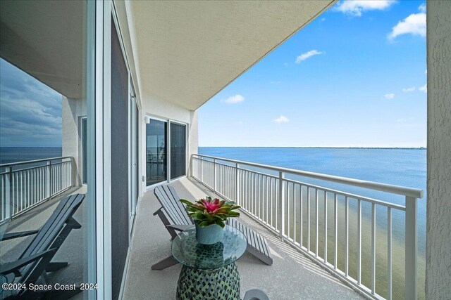 balcony with a water view