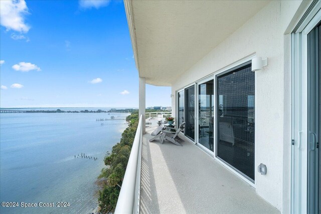 balcony with a water view