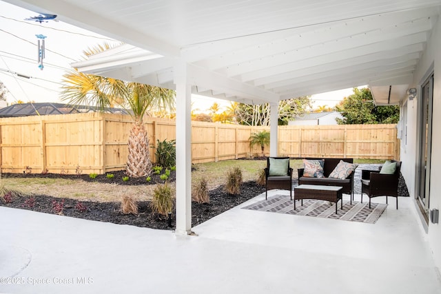 view of patio featuring outdoor lounge area