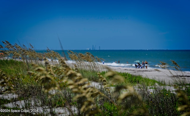 view of water feature featuring a beach view