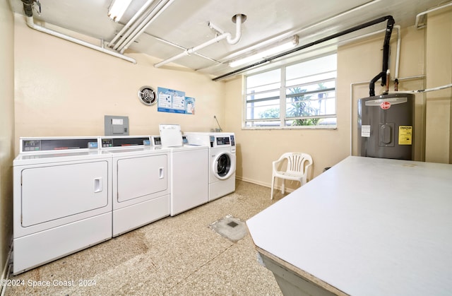 laundry room with washer and clothes dryer and electric water heater