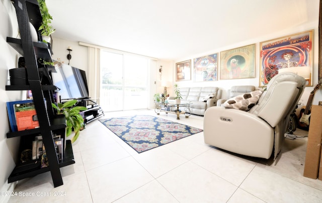 view of tiled living room