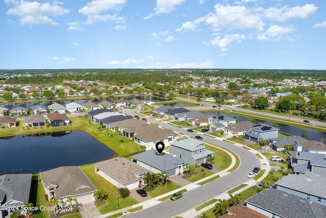 bird's eye view featuring a water view