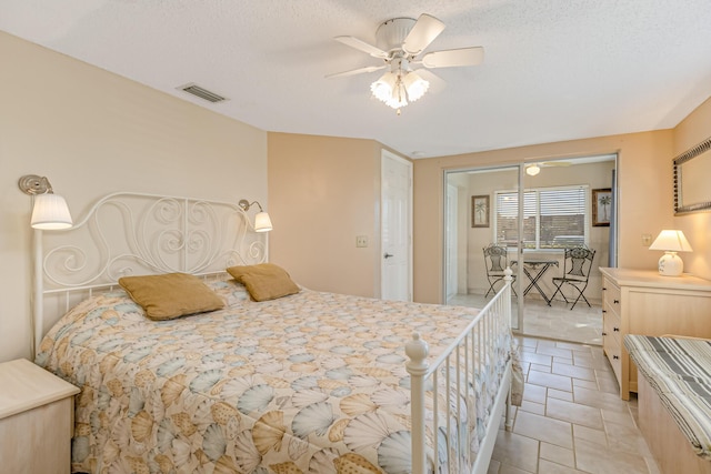 bedroom with a ceiling fan and visible vents