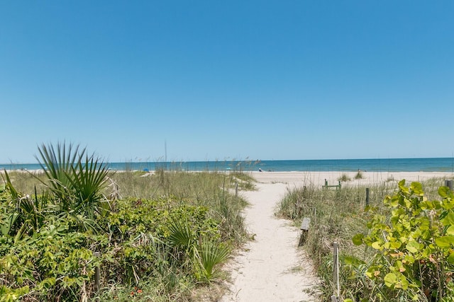 property view of water with a beach view