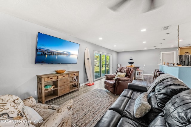 living room featuring wood-type flooring