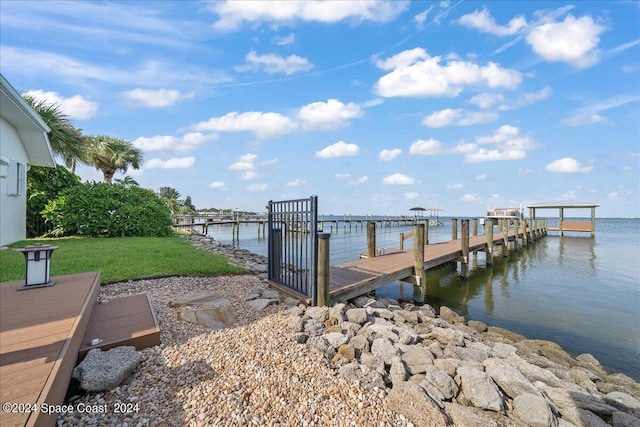 view of dock featuring a water view