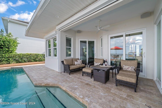 view of patio / terrace featuring an outdoor hangout area and ceiling fan