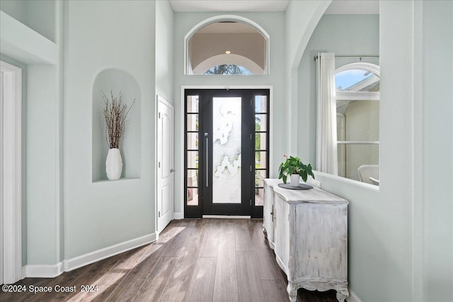 foyer featuring dark hardwood / wood-style flooring