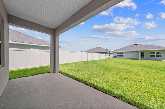 view of yard with a patio area