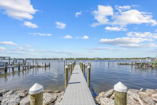 view of dock featuring a water view