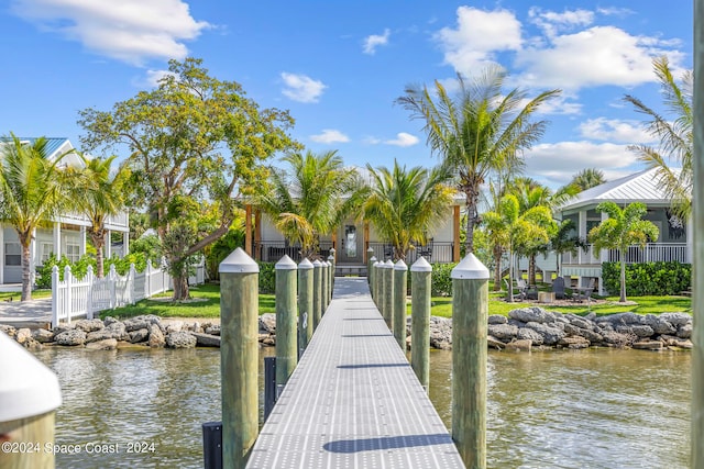 dock area featuring a water view