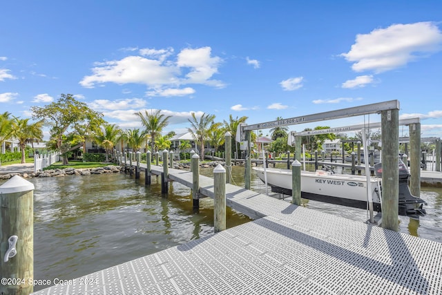 view of dock featuring a water view