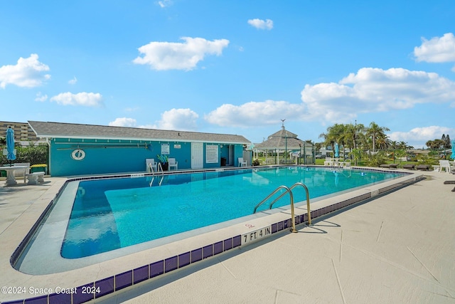 view of pool featuring a patio