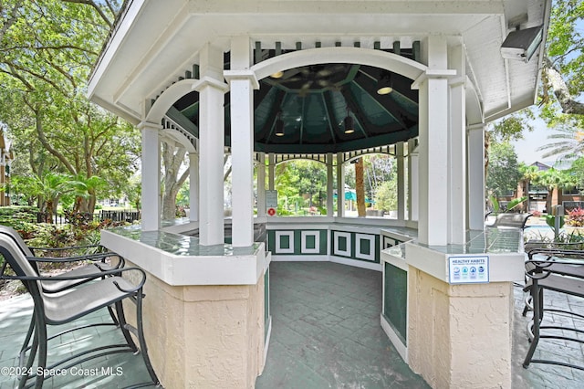 view of patio / terrace featuring a gazebo