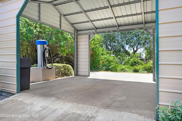 garage with a carport