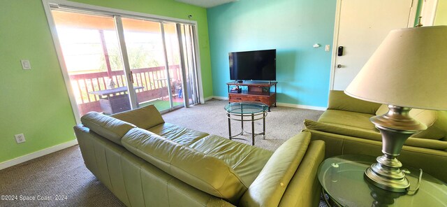 living room with light colored carpet