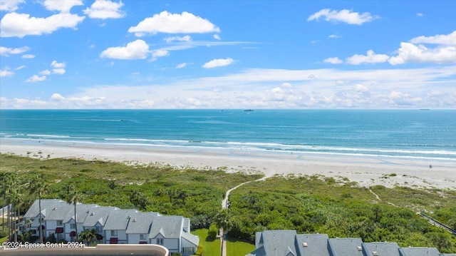 property view of water featuring a beach view