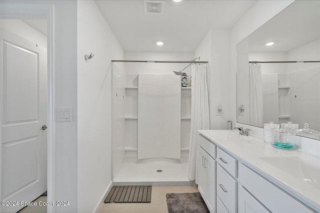 1447 Colebrook Cir SW, Palm Bay, FL 32908 - full bathroom with a shower with curtain, double vanity, and recessed lighting