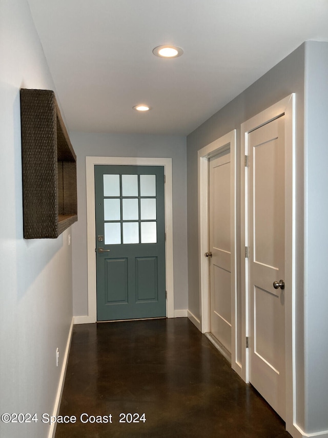 entryway featuring dark wood-type flooring