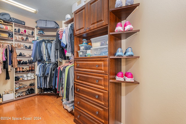 spacious closet with light wood-type flooring