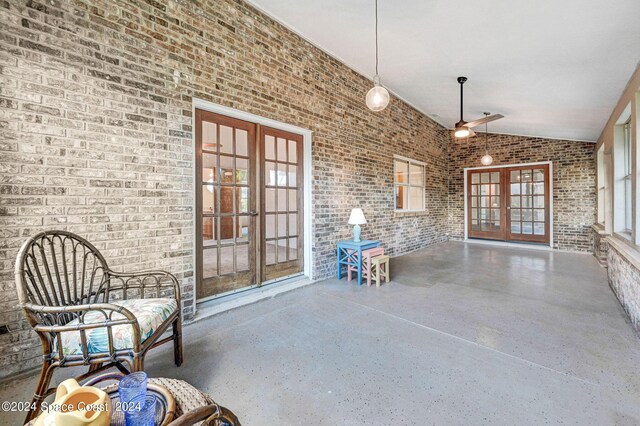 view of patio / terrace featuring french doors and ceiling fan