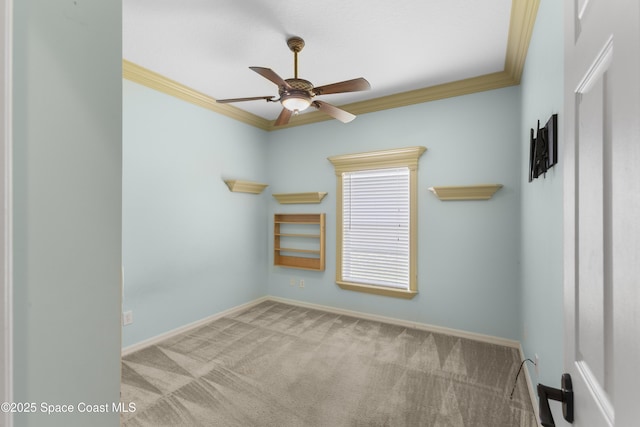 1870 Parrsboro St NW, Palm Bay, FL 32907 - carpeted empty room with ornamental molding and ceiling fan