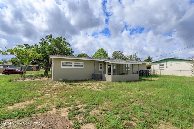 rear view of property with central AC unit