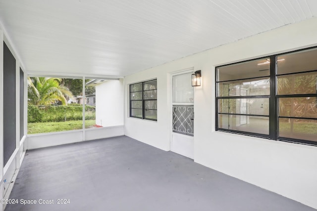 view of unfurnished sunroom