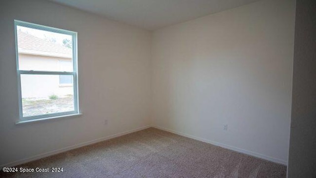 spare room with baseboards and carpet floors