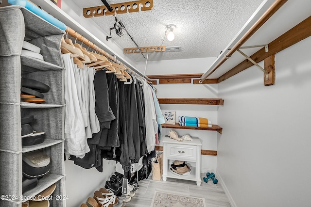 spacious closet featuring light wood-type flooring