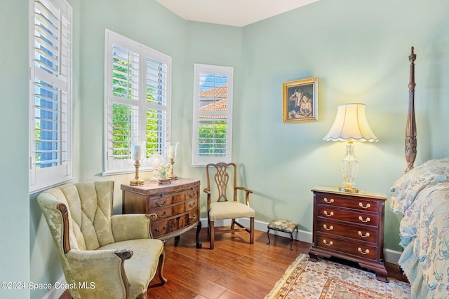 sitting room with light wood-type flooring