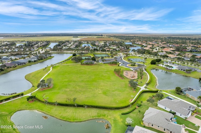 bird's eye view featuring a water view