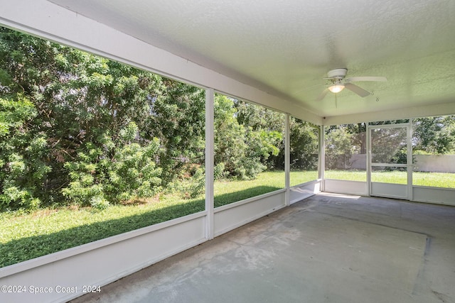 1290 Mercedes Dr, Merritt Island, FL 32952 - unfurnished sunroom featuring ceiling fan